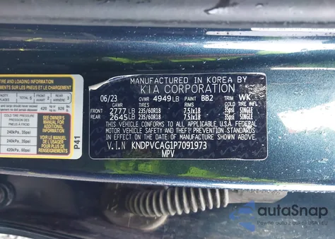 2023 Kia Sportage Hybrid Ex from USA, damaged, VIN KNDPVCAG1P7091973